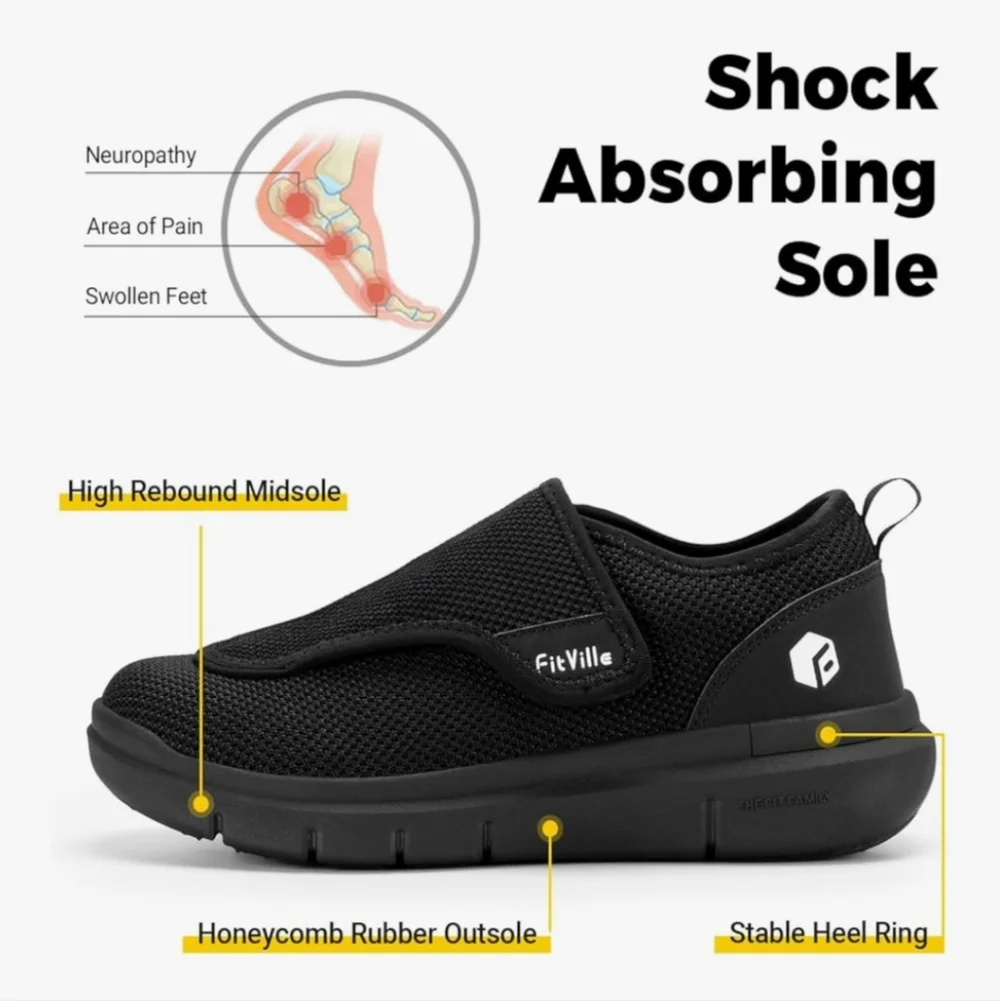 FitVille EasyTop Wings V2  Extra Wide Diabetic and Sport Recovery Shoes 10.5
